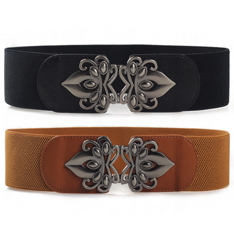 It pairs well with a dress for fashionable ladies. The wide waistband with elastic belt is versatile. It is a wide belt decoration for women