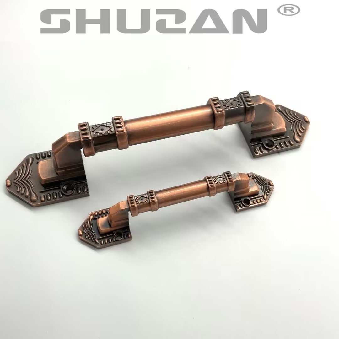 Shuzan pebble handle, aluminum alloy door handle, bronze-colored sliding door, security door, universal wooden door, exposed old-fashioned handle Item Picture