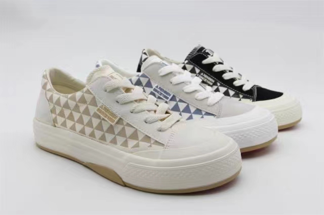 Renben Canvas shoes' autumn new thick-soled women's shoes with checkered patterns, personalized and comfortable lace-up board shoes