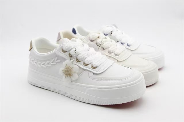 Renben Women's Shoes 33017 Casual white shoes, fashionable and versatile.