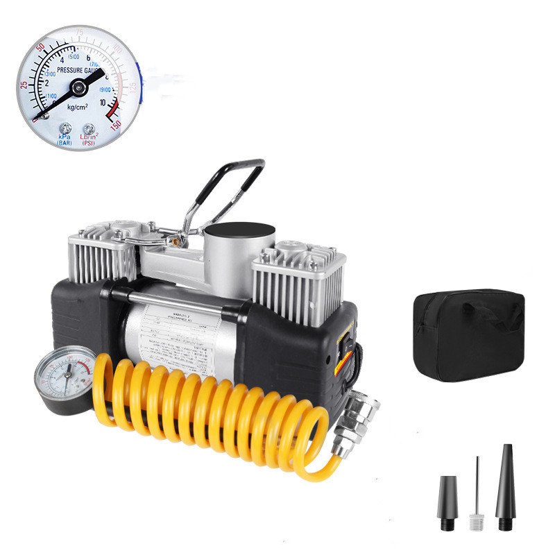 High-power car air pump, true double-cylinder air pump, portable car tire air pump, portable car tire air pump QW196