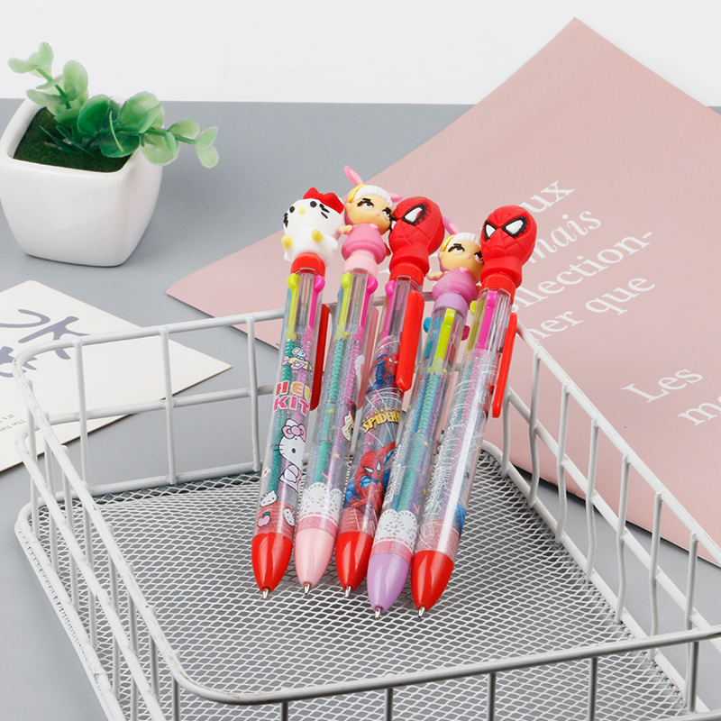 Four-color high-appearation-level cartoon ballpoint pen, cute planner with four-color pen that can be pressed, student multi-color ballpoint pen Application Scenario