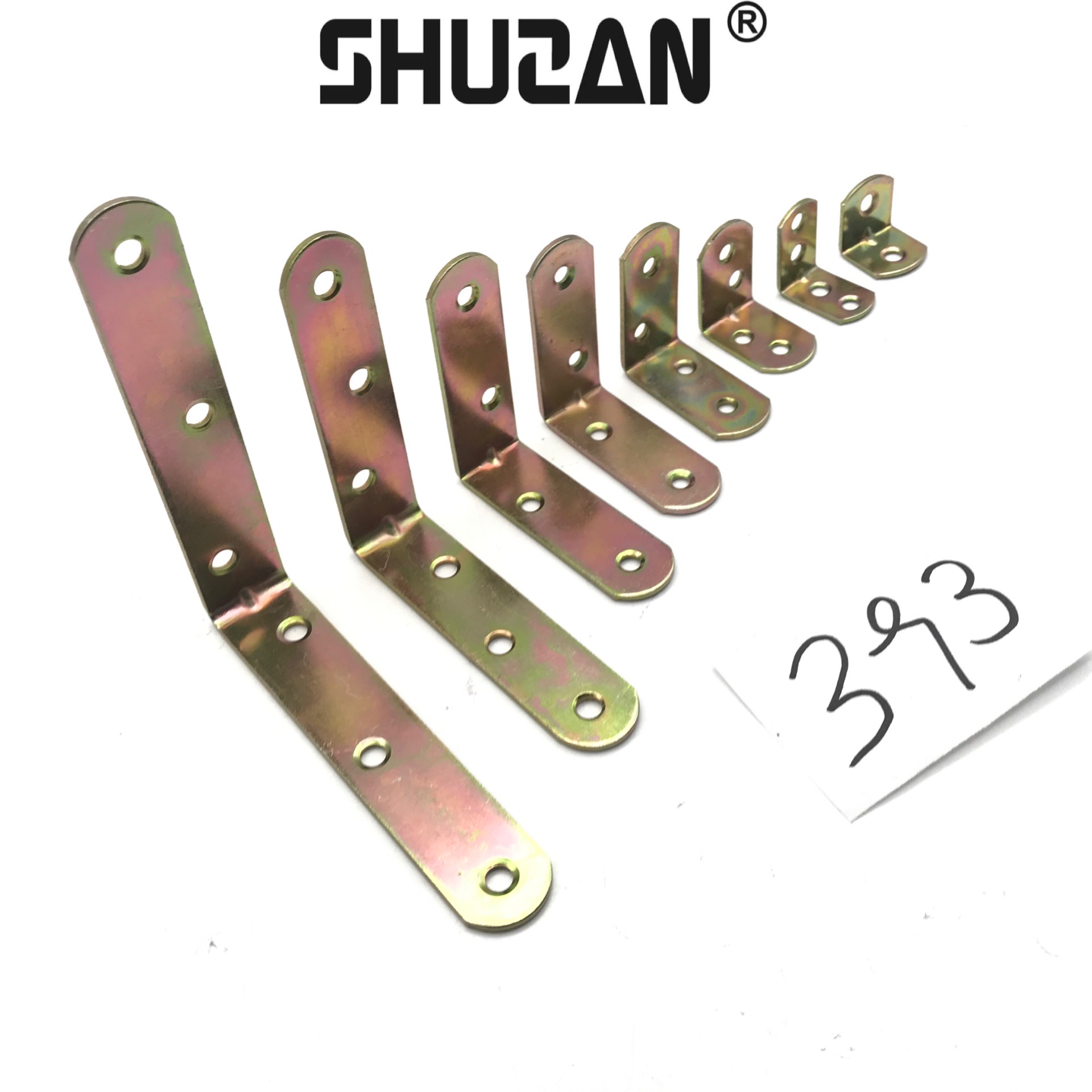 Shuzan rich marca hierro plateado color código de esquina ángulo recto de 90 grados hierro angular fijo soporte tipo L armario muebles conexión fija otros accesorios de hardware general engrosado y duradero 703 003 Item Picture