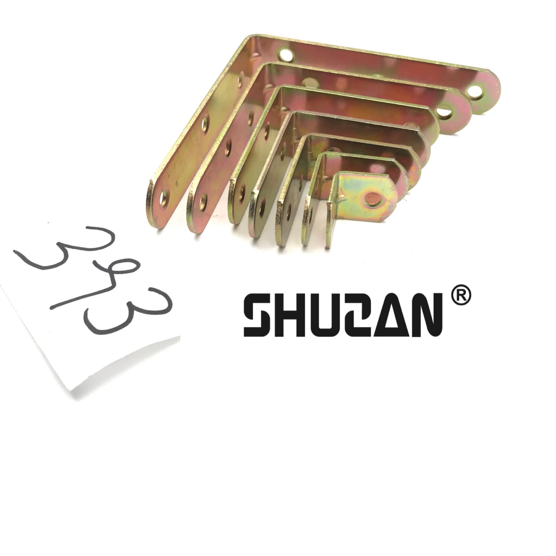 Shuzan rich marca hierro plateado color código de esquina ángulo recto de 90 grados hierro angular fijo soporte tipo L armario muebles conexión fija otros accesorios de hardware general engrosado y duradero 703 003 details Picture
