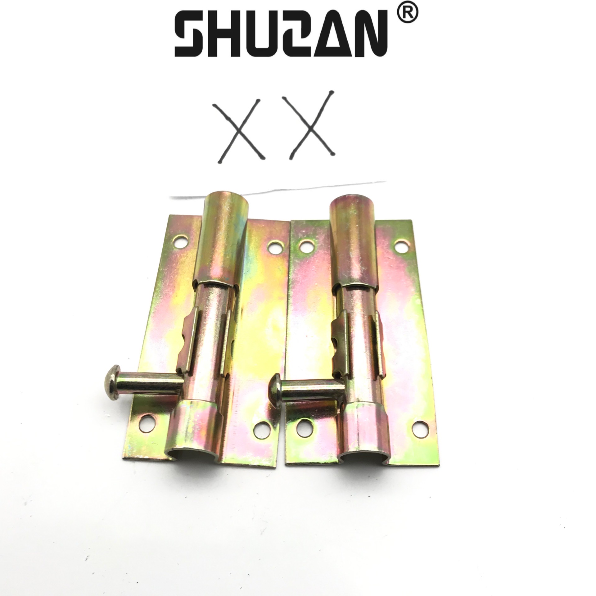 Shuzan pin lock thickened 304 dust-proof device, pin tube wooden door, antique solid door latch, copper pin, mother-and-child door floor plug, dust-proof tube hardware accessories