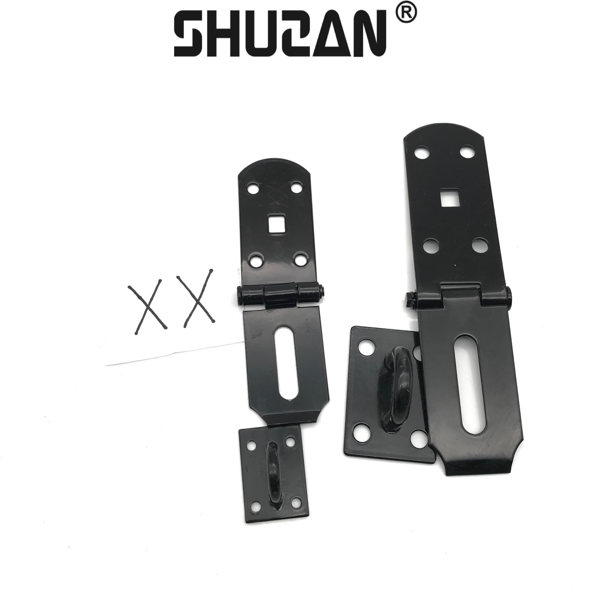 Shuzan anti-theft door lock buckle, stainless steel, black, simple lock plate, latch, door and window accessories, door latch, lock accessories, thickened lock, secure details Picture