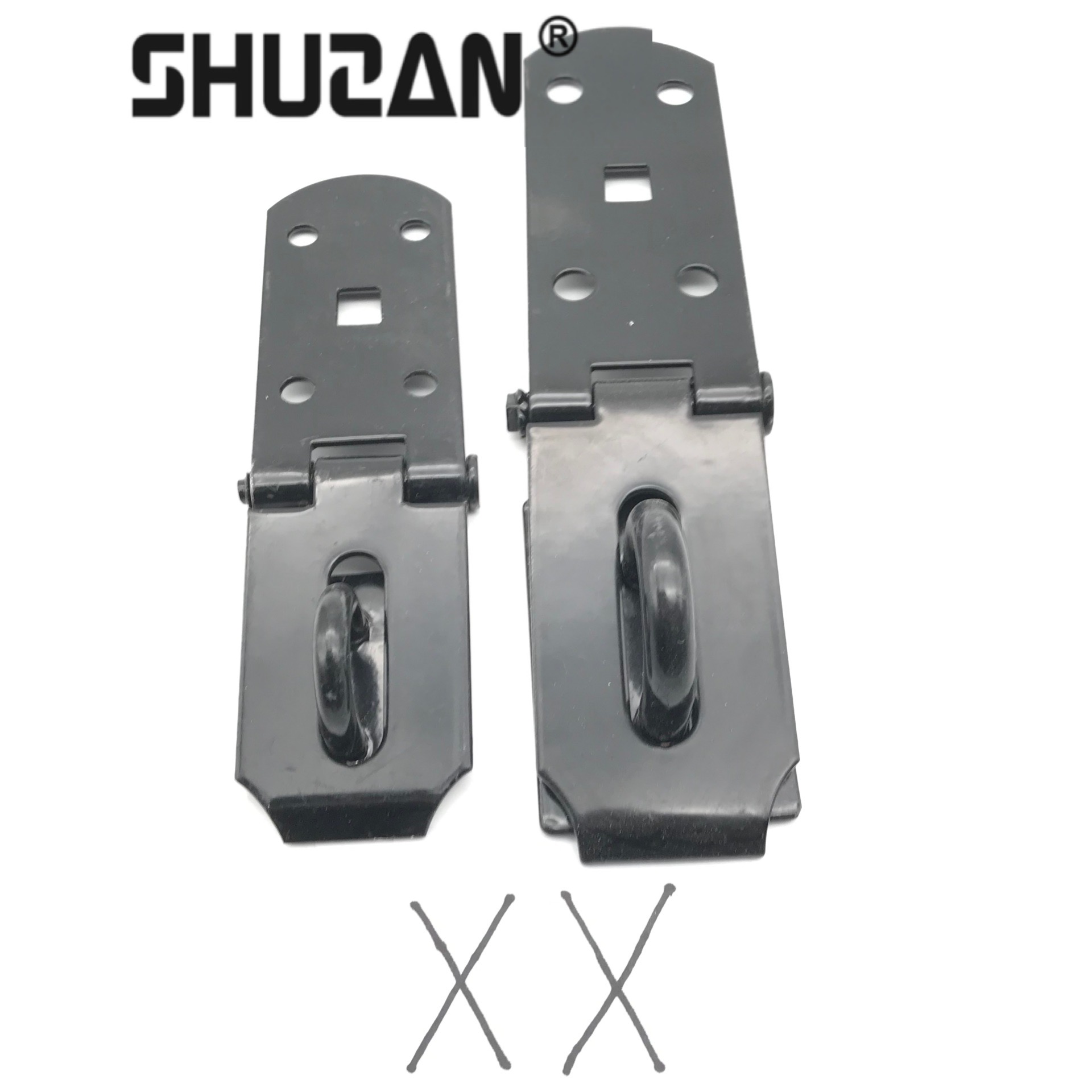 Shuzan anti-theft door lock buckle, stainless steel, black, simple lock plate, latch, door and window accessories, door latch, lock accessories, thickened lock, secure Item Picture