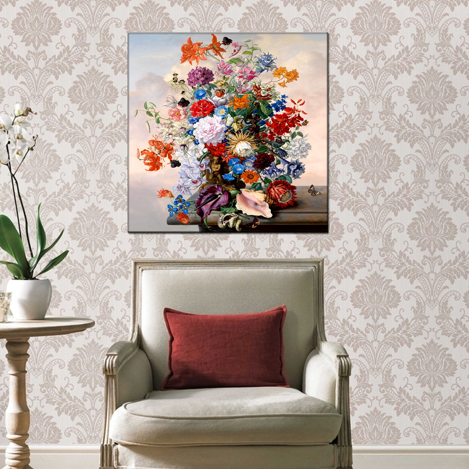 Jiusheng Flower Oil Paintings, still life Oil Paintings, canvas paintings, frameless paintings, hotel oil paintings, spray paintings, printed paintings, factory direct sales, decorative paintings, oilpainting, various styles, welcome to customize with samples, large quantities 020 Application Scenario