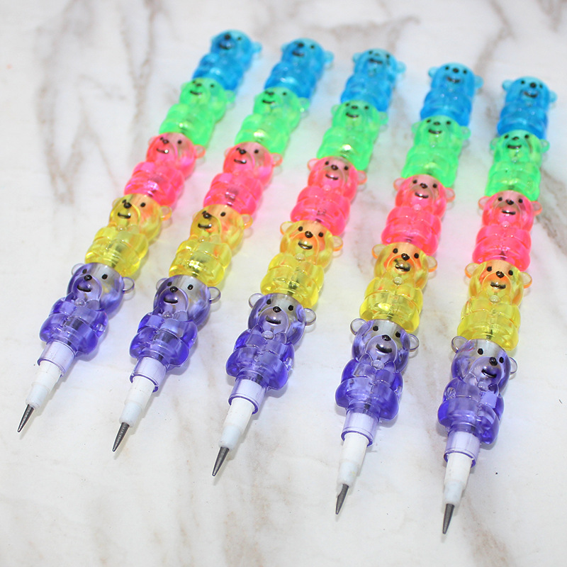 Creative student stationery: 5 animal-shaped building block pencils Specification image