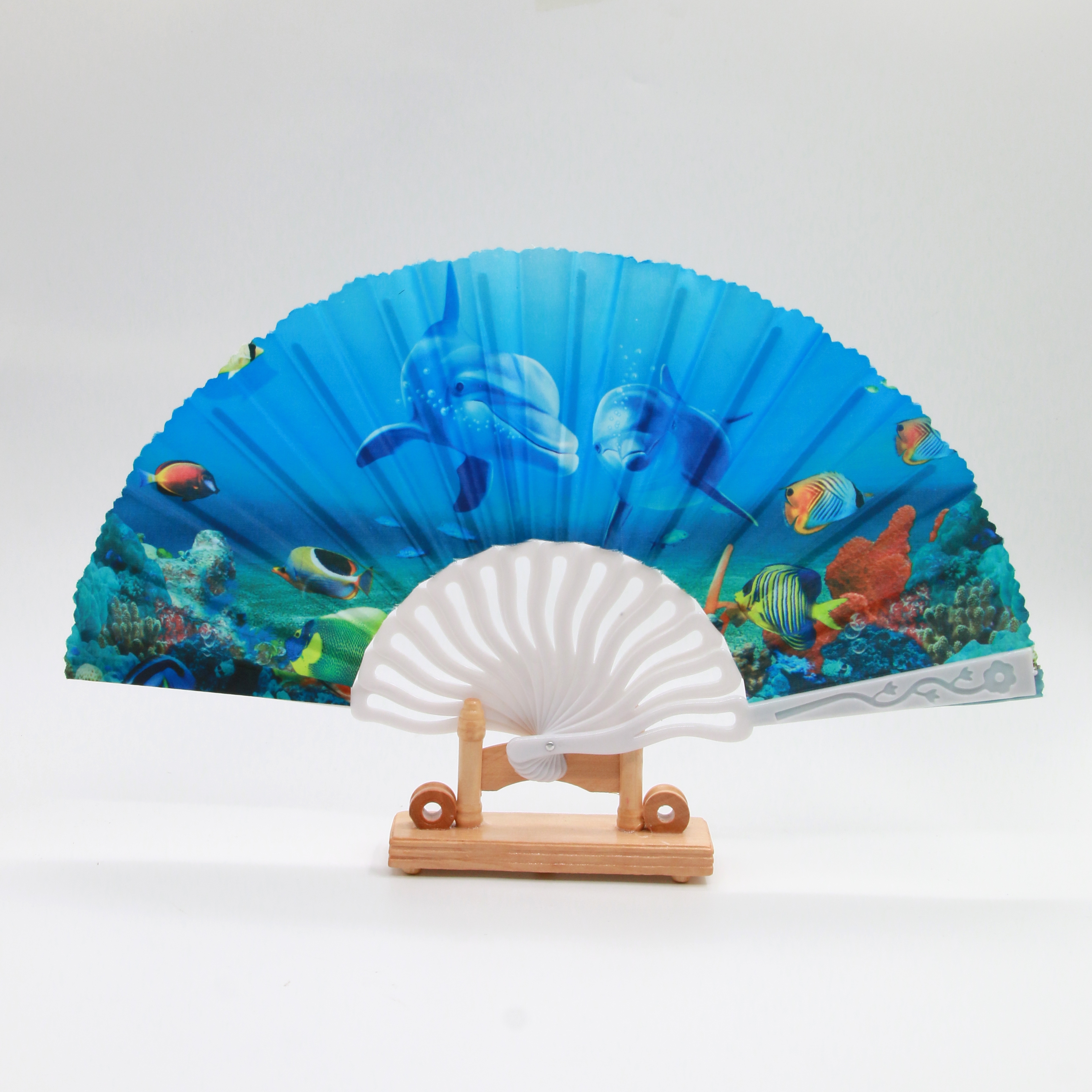 扇子古风折扇中国风跳舞蹈扇夏季女日式复古典日用扇折叠扇子摆摊S形海豚