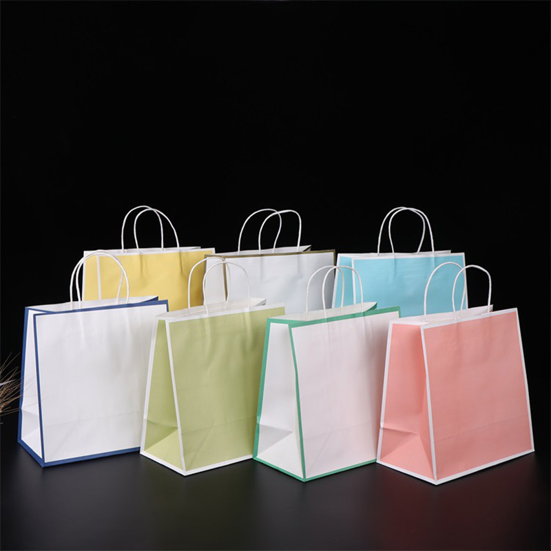 Takeout packaging hand-held paper bags, shopping mall kraft paper bags details Picture