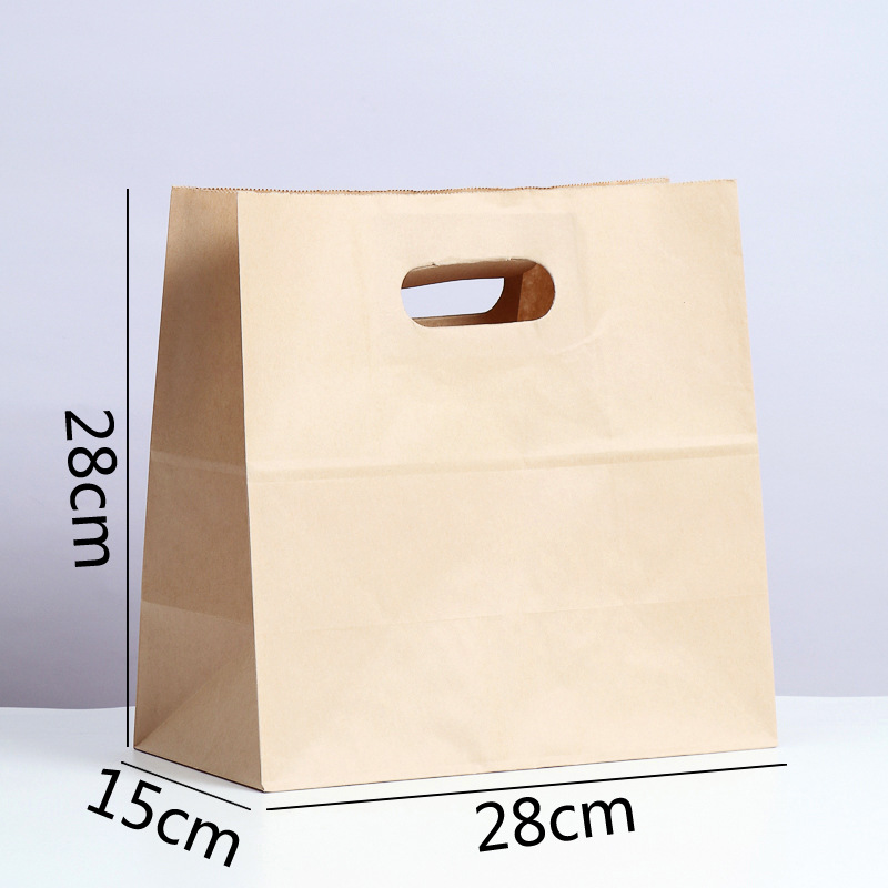 Perforated bags, bread food-grade kraft paper bags, fruit and dessert hand-held bags, packing bags, takeout hand-held bags details Picture