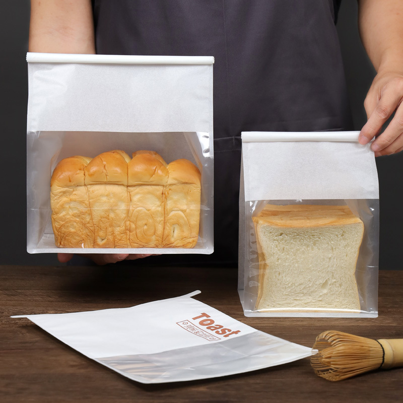 吐司包装袋铁丝卷边封口防油烘焙欧式面包袋曲奇饼干雪花酥棉纸袋详情图3