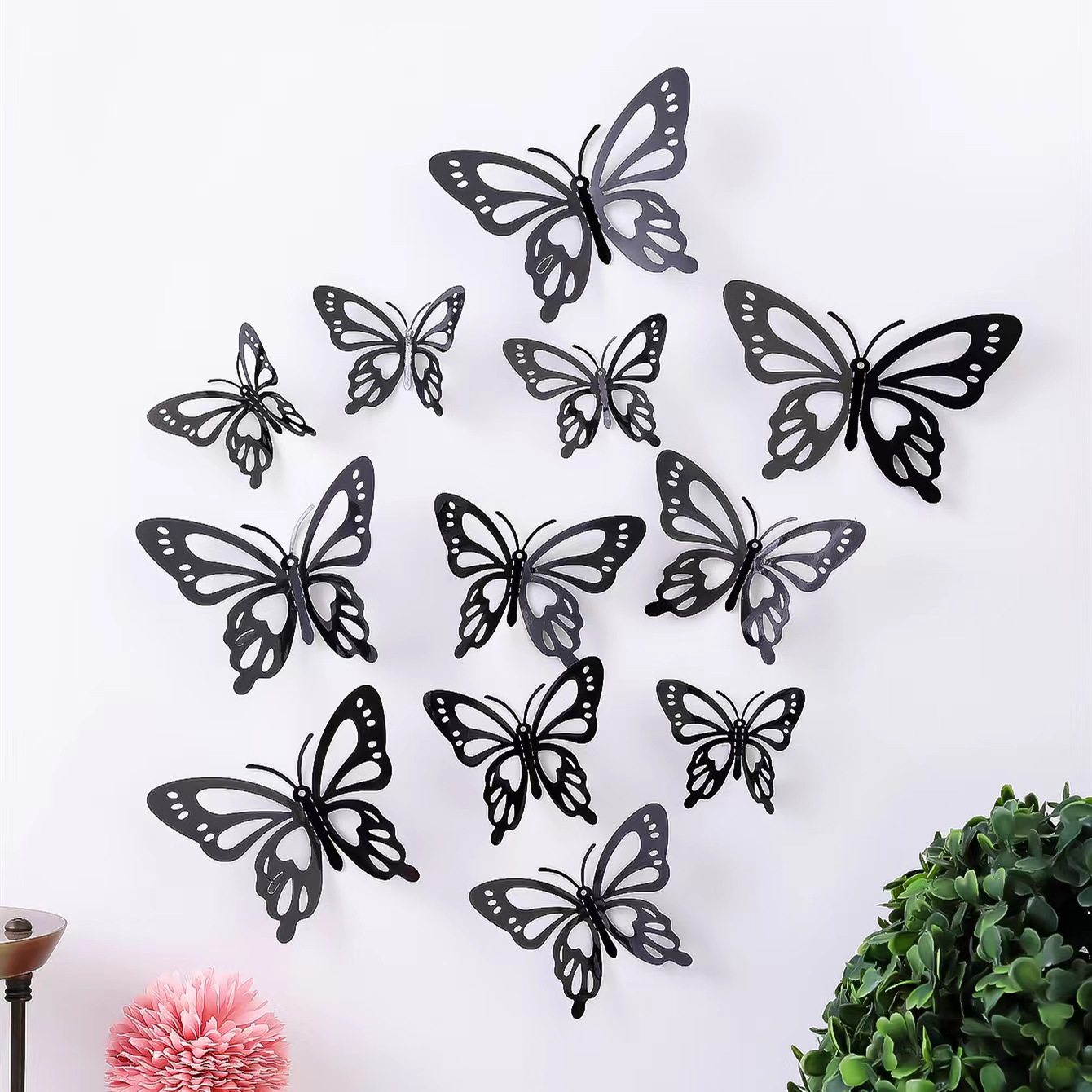 版权 3D立体镂空蝴蝶装饰墙贴 镭射金 镭射银 金色 银色 蓝色 黑色  自粘蝴蝶贴 婚礼派对装饰蝴蝶贴详情18