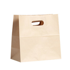 打孔袋面包食品级牛皮纸袋水果甜品手提袋打包袋外卖手拎袋