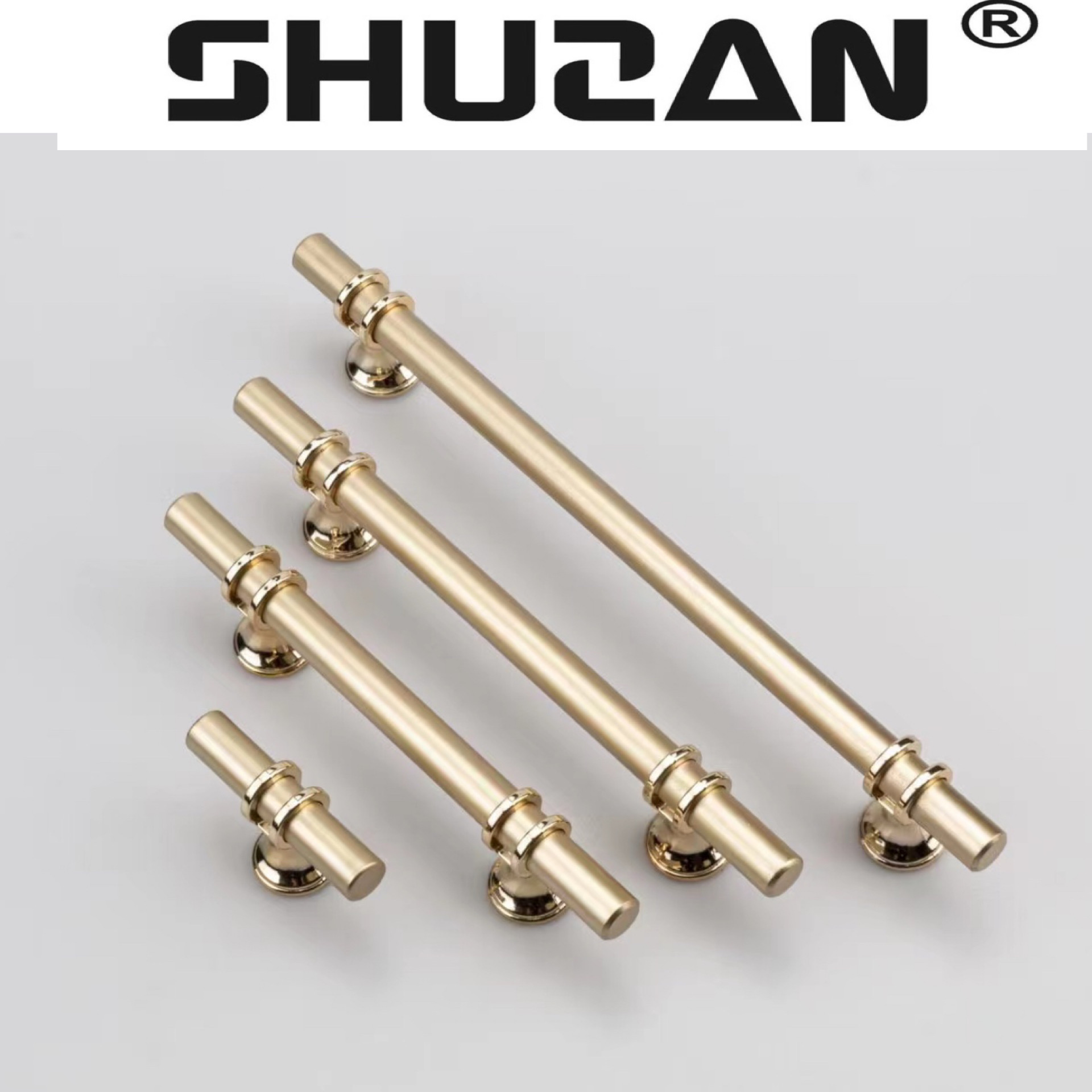 Shuzan well-known brand golden aluminum alloy furniture handles, T-shaped single-hole handles, door handles, wardrobe drawers, kitchenware, hardware accessories, black XH-002 003 Specification image