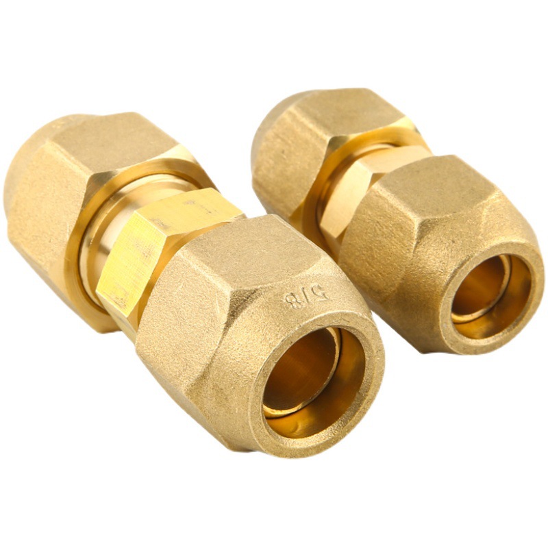 空调加厚全铜免焊接对接头连接管纳子螺帽英制通用铜管加长对接丝图