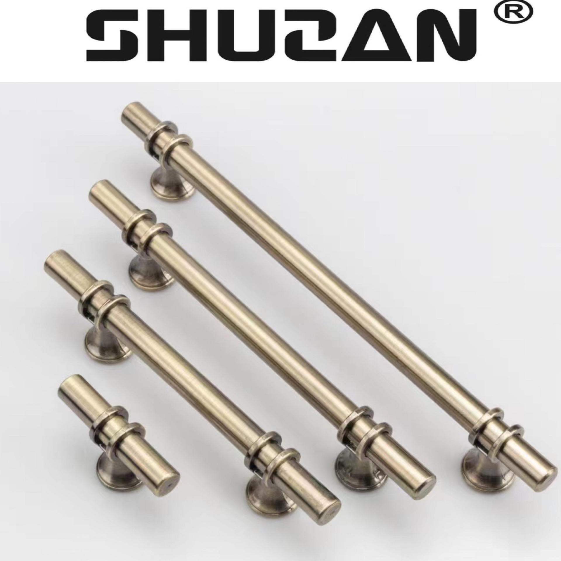 Shuzan well-known brand golden aluminum alloy furniture handles, T-shaped single-hole handles, door handles, wardrobe drawers, kitchenware, hardware accessories, black XH-002 003