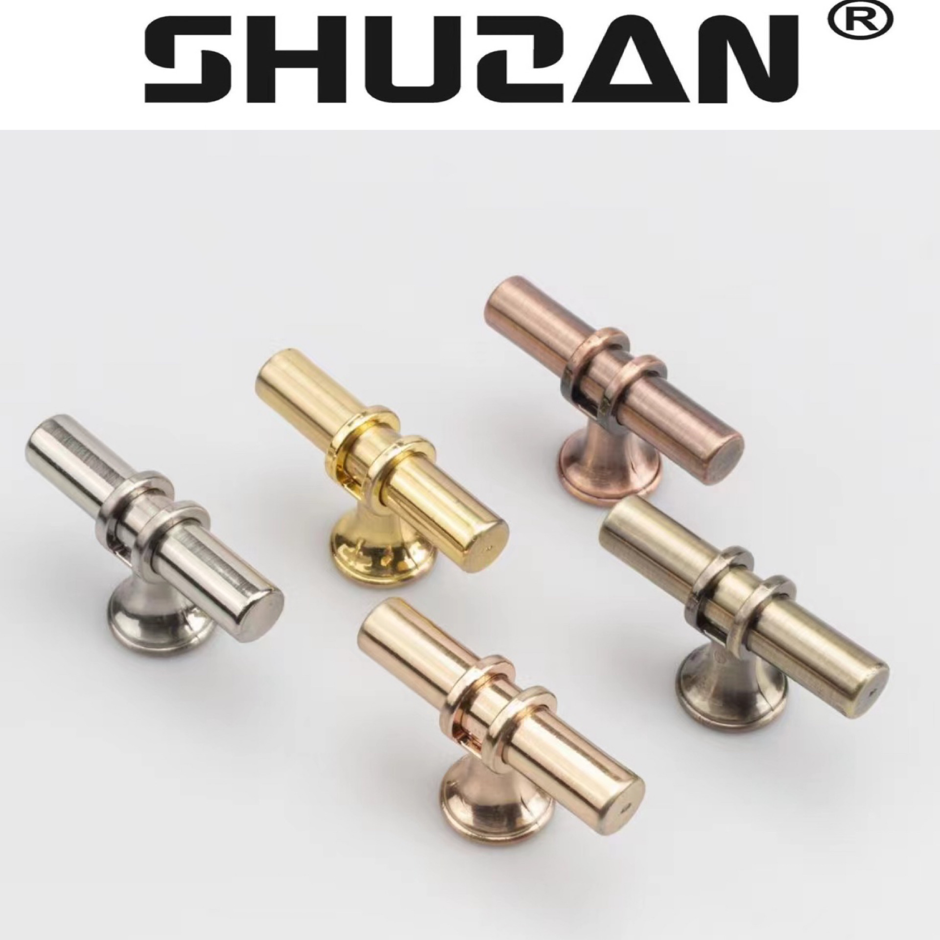 Shuzan well-known brand golden aluminum alloy furniture handles, T-shaped single-hole handles, door handles, wardrobe drawers, kitchenware, hardware accessories, black XH-002 003 Application Scenario