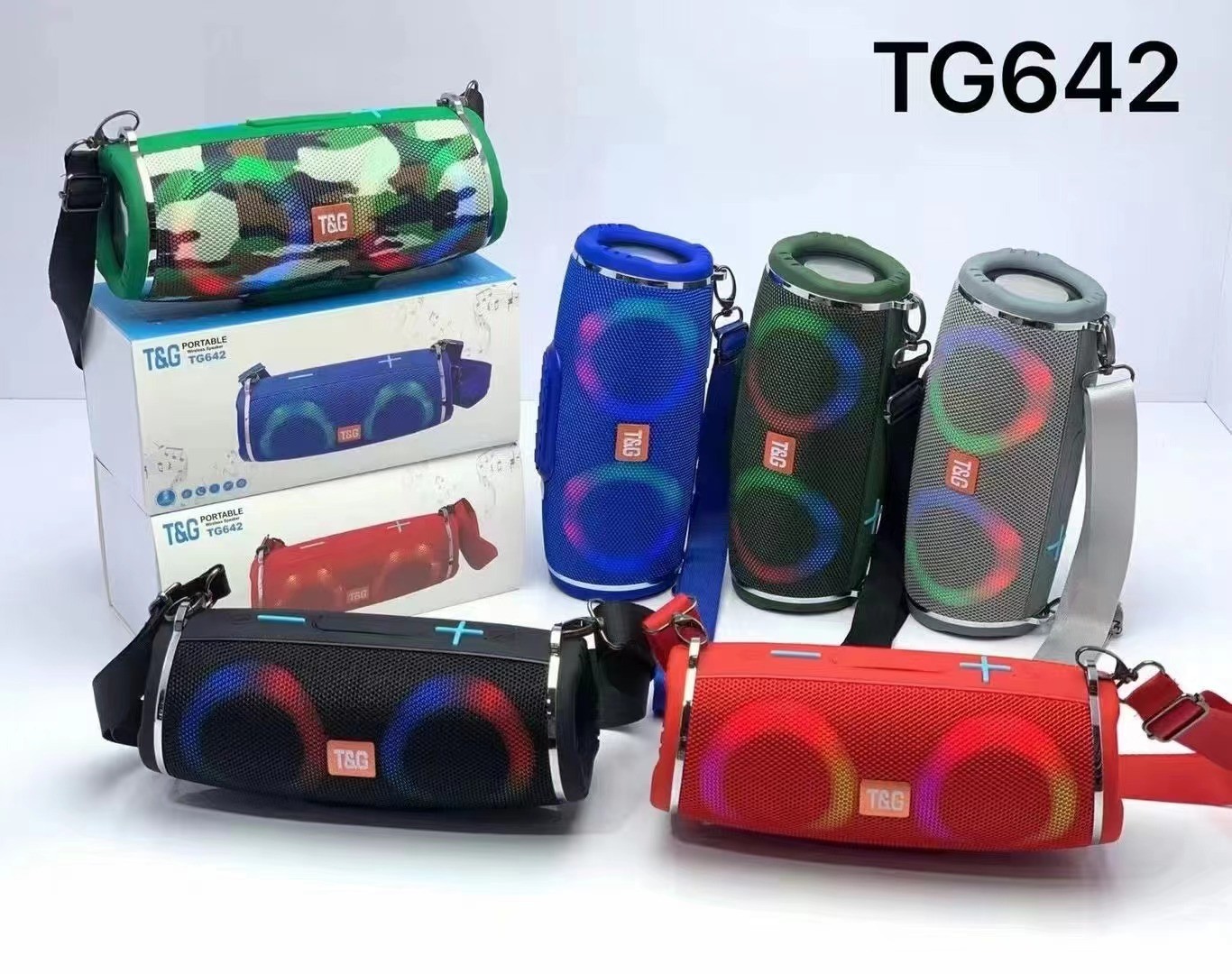 TG642新款无线蓝牙音响带灯户外背带便携式蓝牙音箱