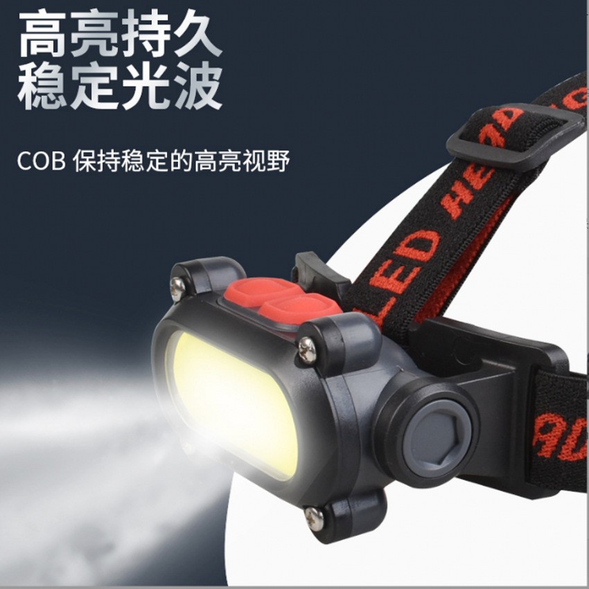 跨境新款LED头灯 COB强光USB充便携式电筒 户外骑行夜跑钓鱼头灯详情图2