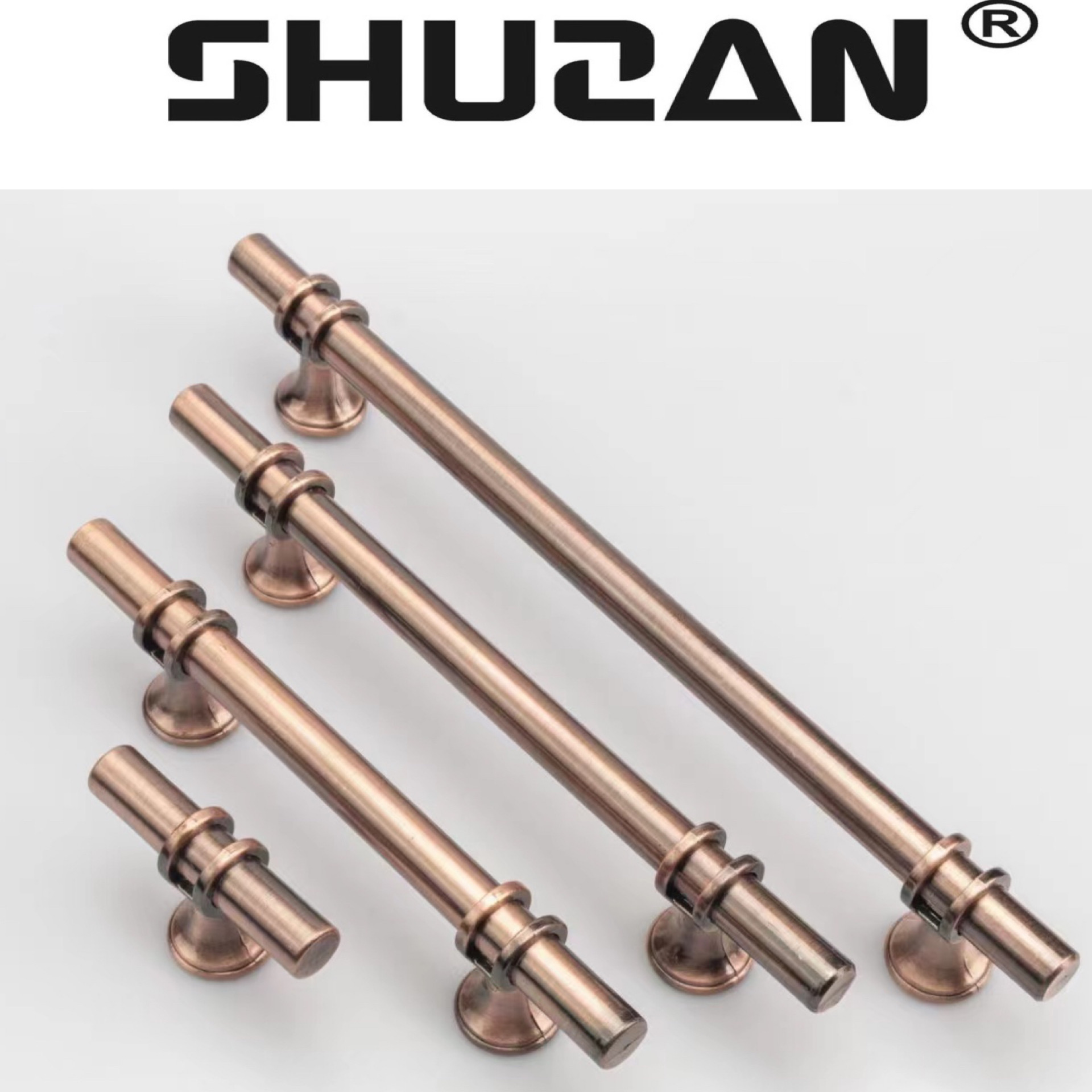 Shuzan well-known brand golden aluminum alloy furniture handles, T-shaped single-hole handles, door handles, wardrobe drawers, kitchenware, hardware accessories, black XH-002 003 details Picture