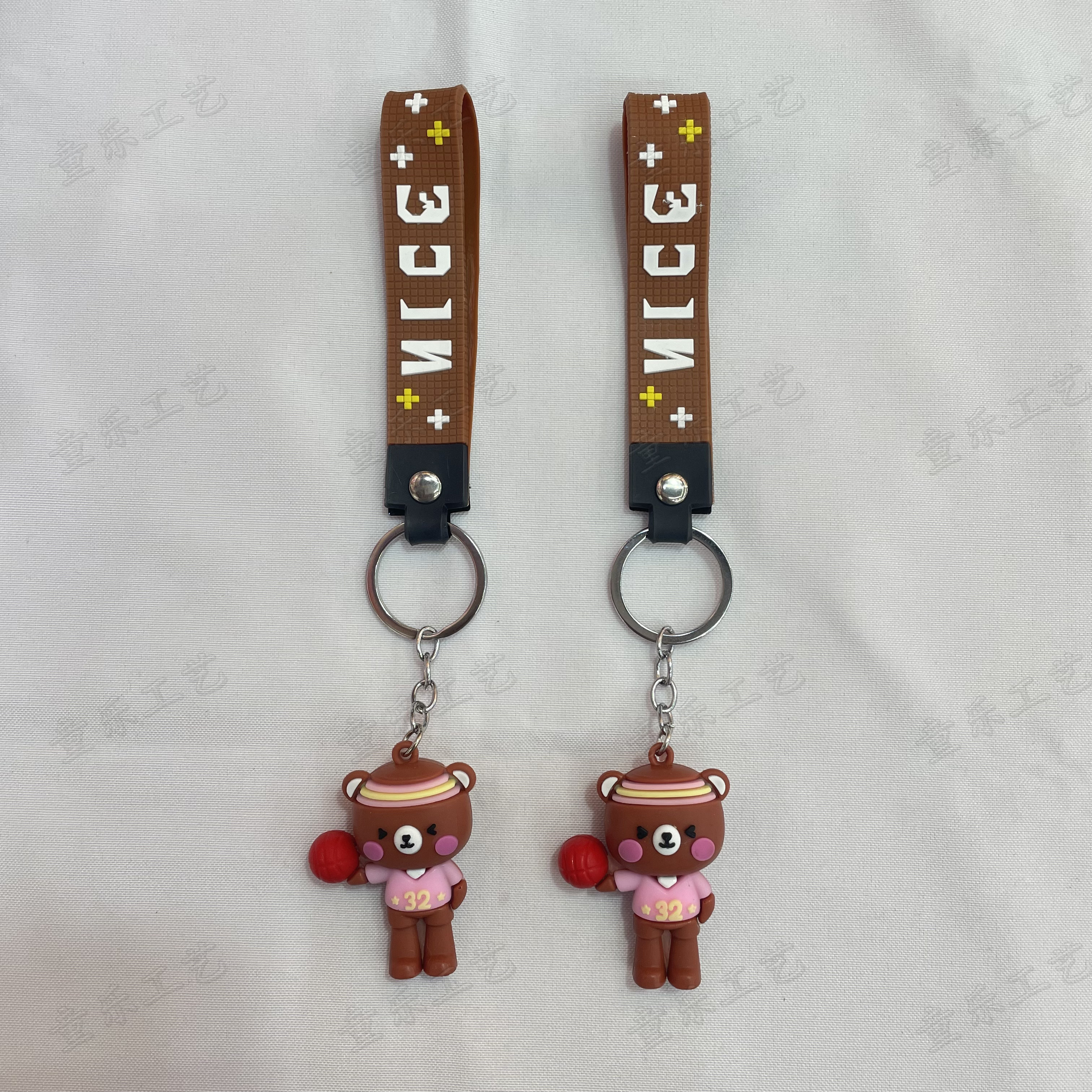 Creative fitness bear soft rubber keychain cartoon volleyball bear 3D figurine pendant Application Scenario