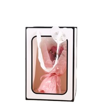 网红橱窗透明手提袋 鲜花店花束包装礼品袋伴手礼袋开窗纸袋