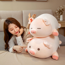 2022新款创意可爱猪猪抱枕卡通小猪BOBO趴姿猪玩偶粉色趴猪公仔毛绒玩具 