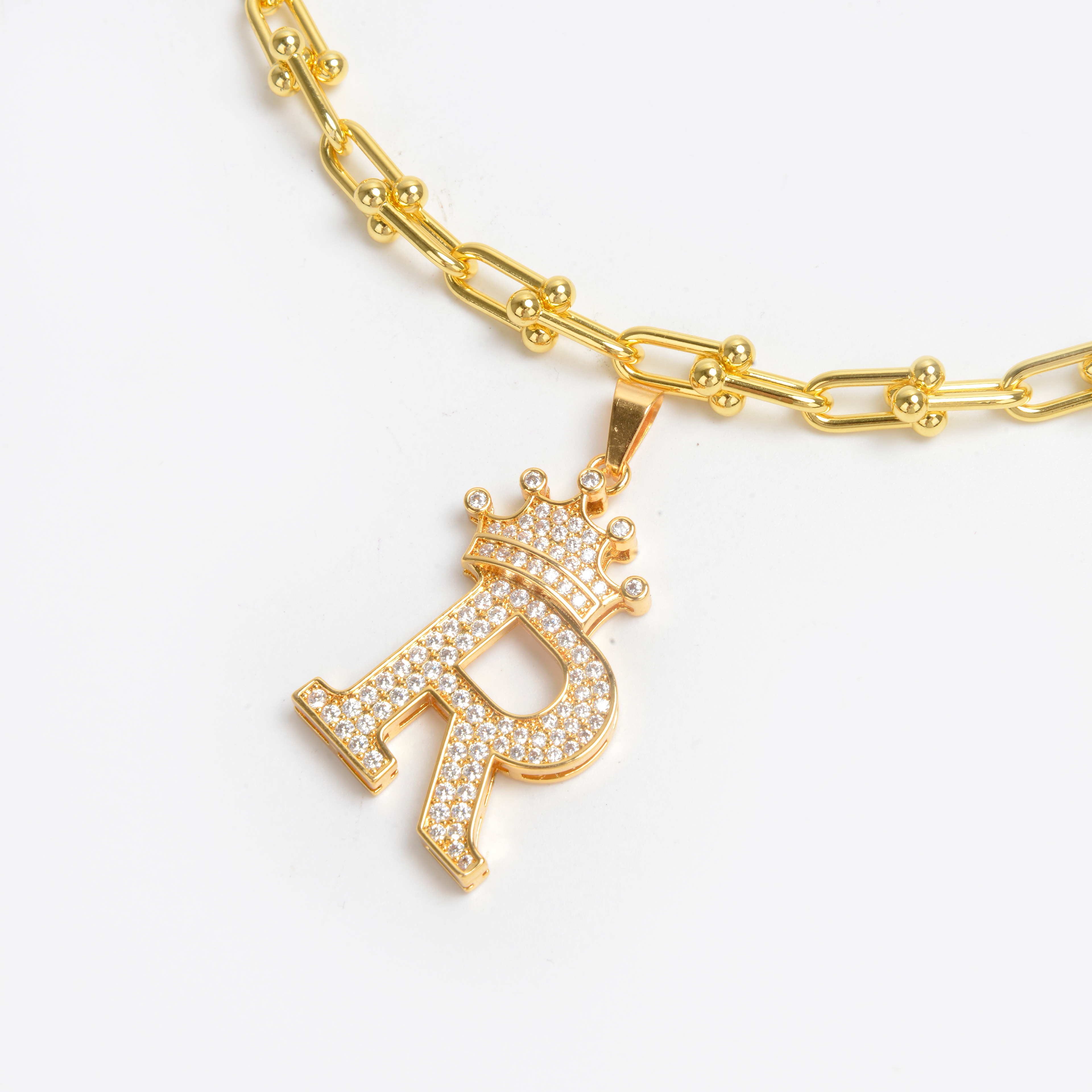 2022 nuevo alfabeto chapado en oro collar con diamantes collar de red 15