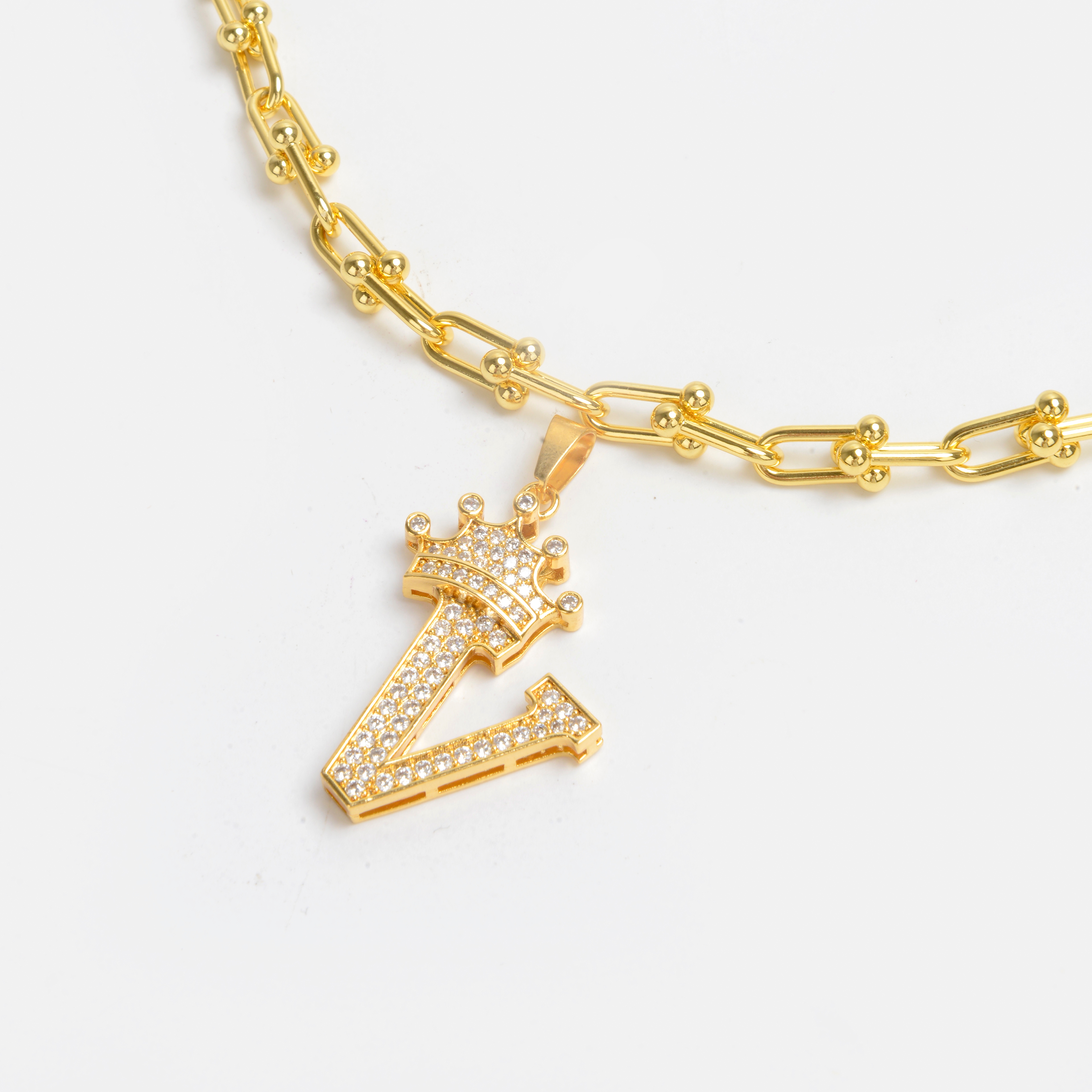 2022 nuevo alfabeto chapado en oro collar con diamantes collar de red 18
