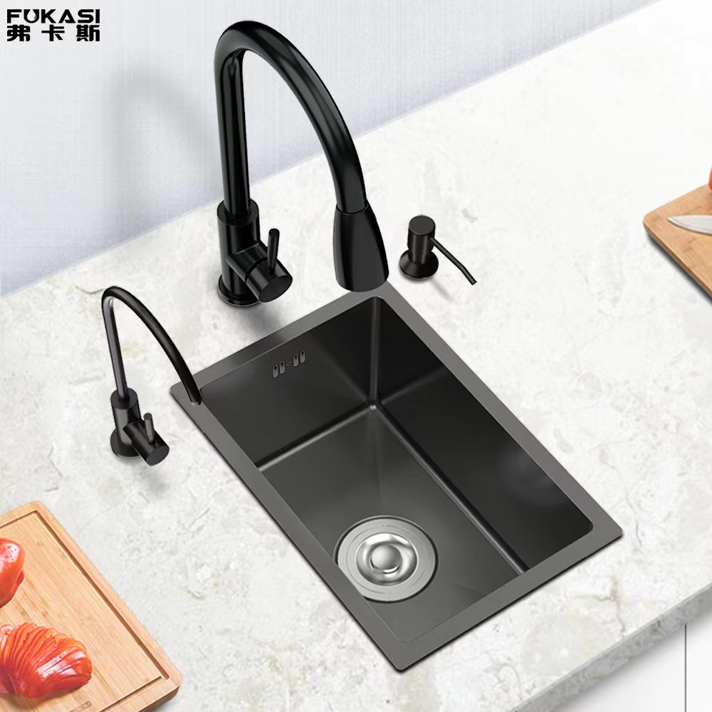 Single-basin kitchen household stainless steel sink for washing hands, dishes and vegetables, sink, single-basin nano stainless steel handcrafted sink under the sink details Picture