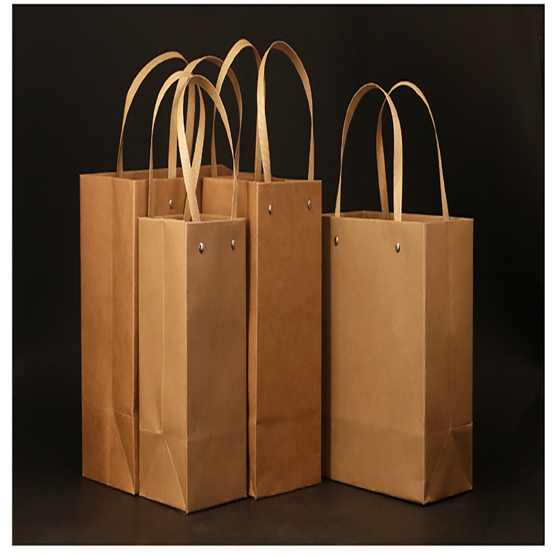 Customized wordless universal kraft paper handbags, hand-held bags, clothing, tea outer packaging bags and gift bags details Picture