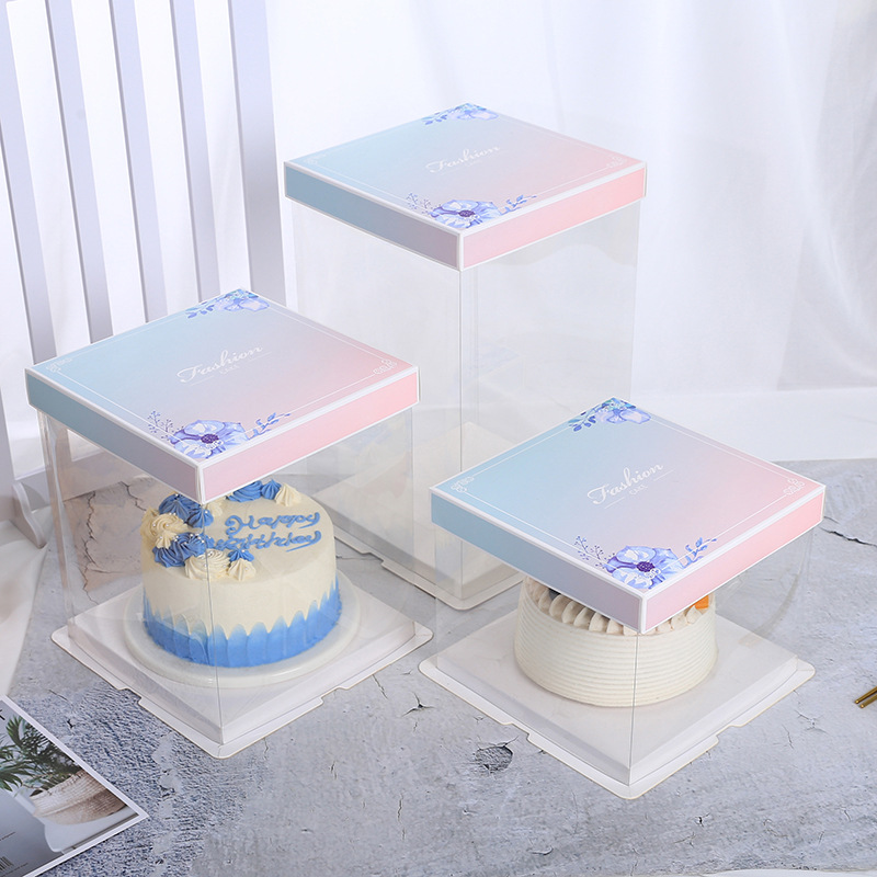 简约风方形蛋糕礼盒透明生日蛋糕盒 三合一蛋糕盒批发详情图4