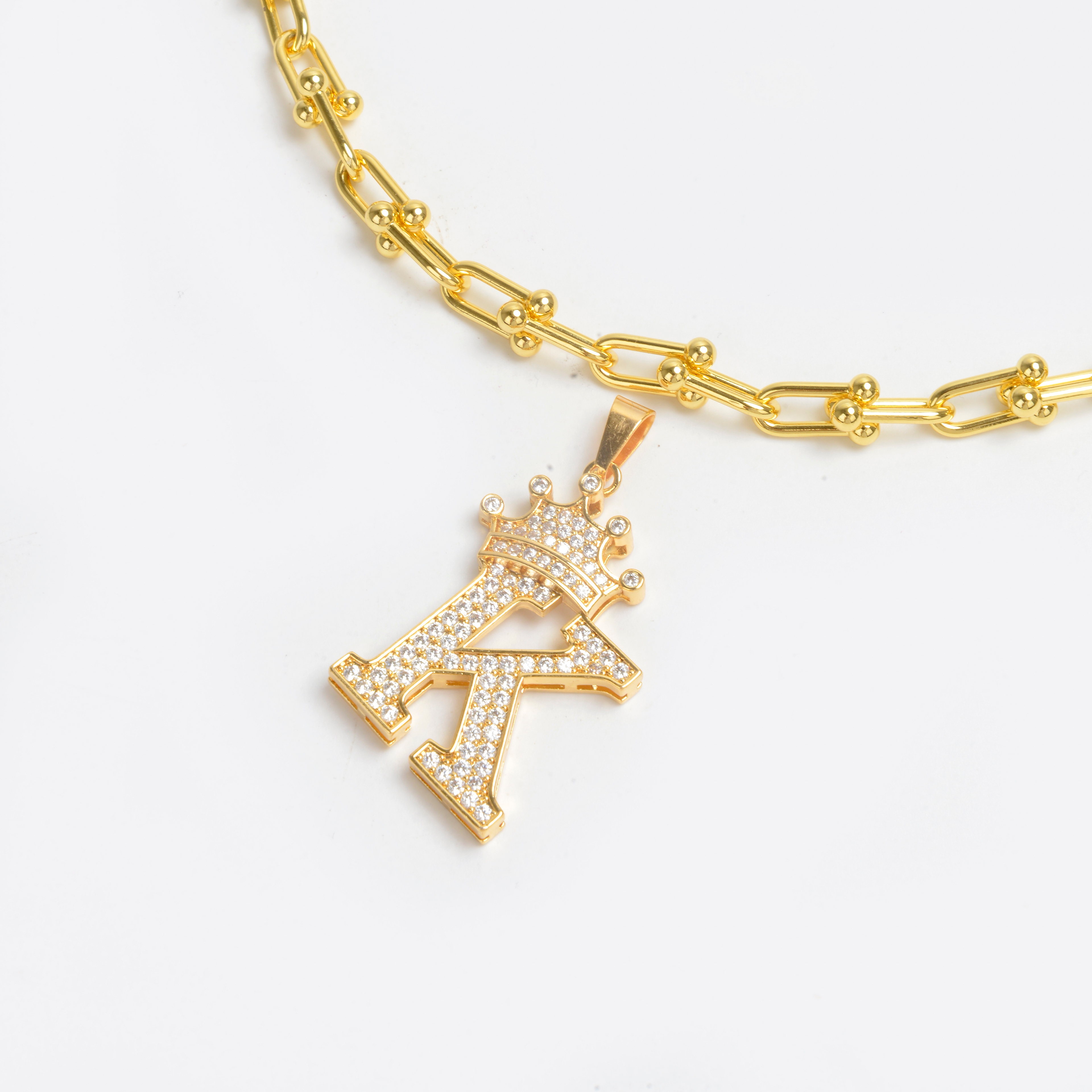 2022 nuevo alfabeto chapado en oro collar con diamantes collar de red 10