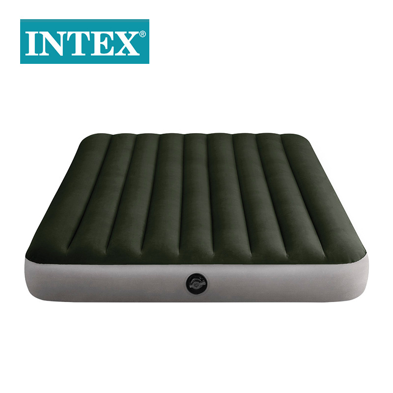 INTEX64109绿色加大双人植绒线拉充气床垫野营车载气垫床批发图