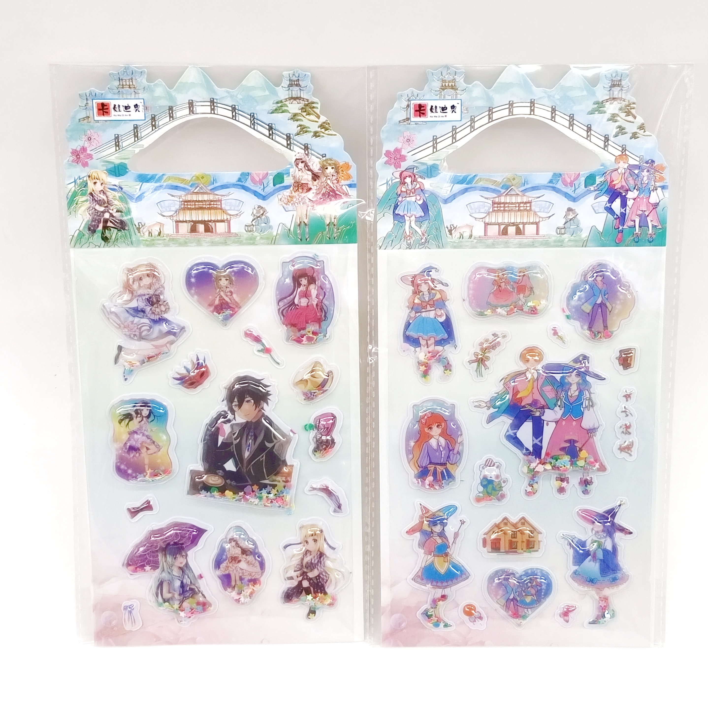 卡通贴纸白底实物图