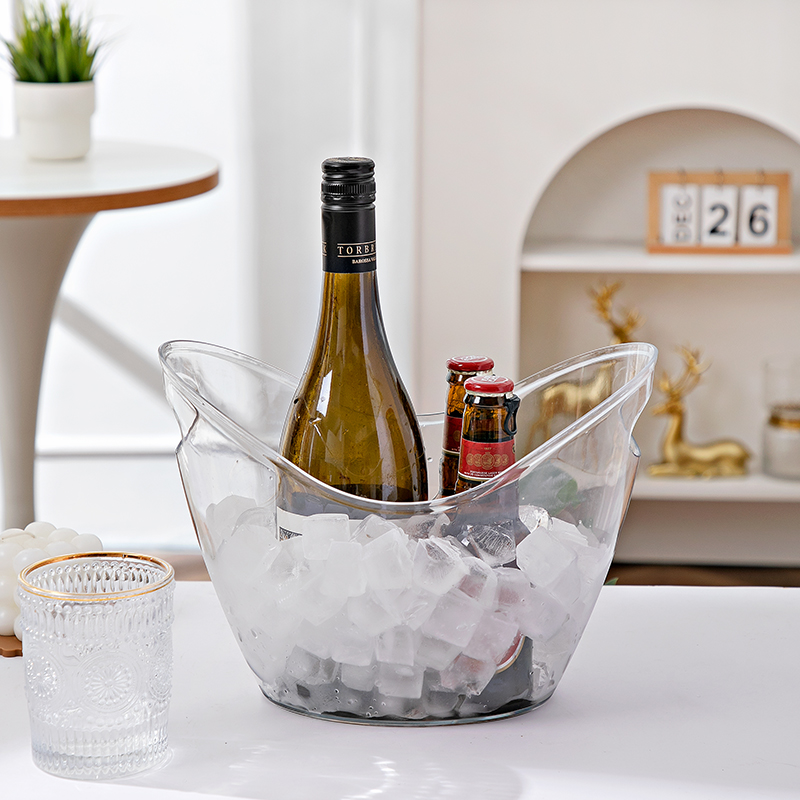 Boat-shaped PC transparent ice bucket, bar, KTV, beer, champagne ice bucket, household fruit preservation bucket Item Picture
