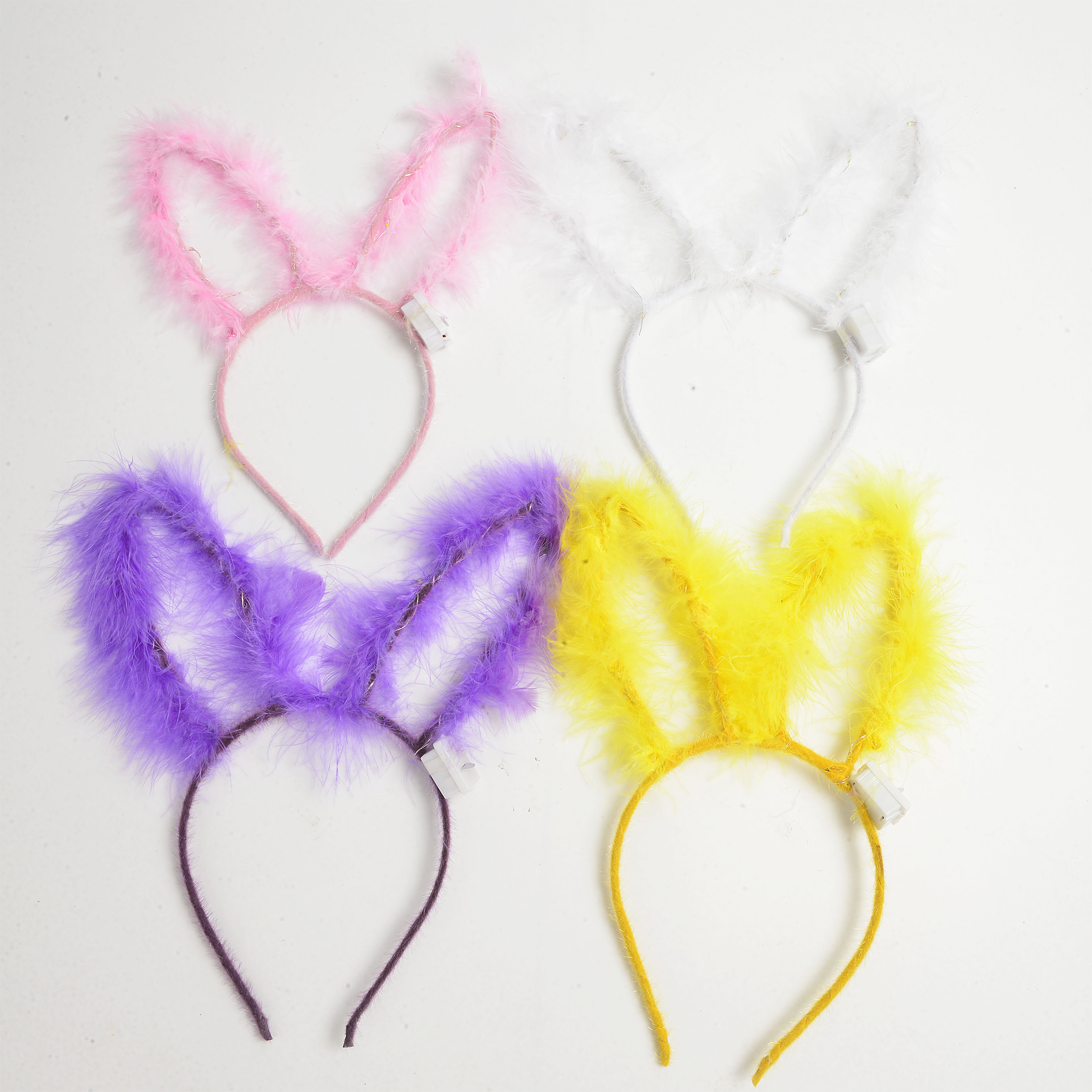 2022新款网红爆款兔耳朵毛绒带灯发箍儿童发箍节日发箍