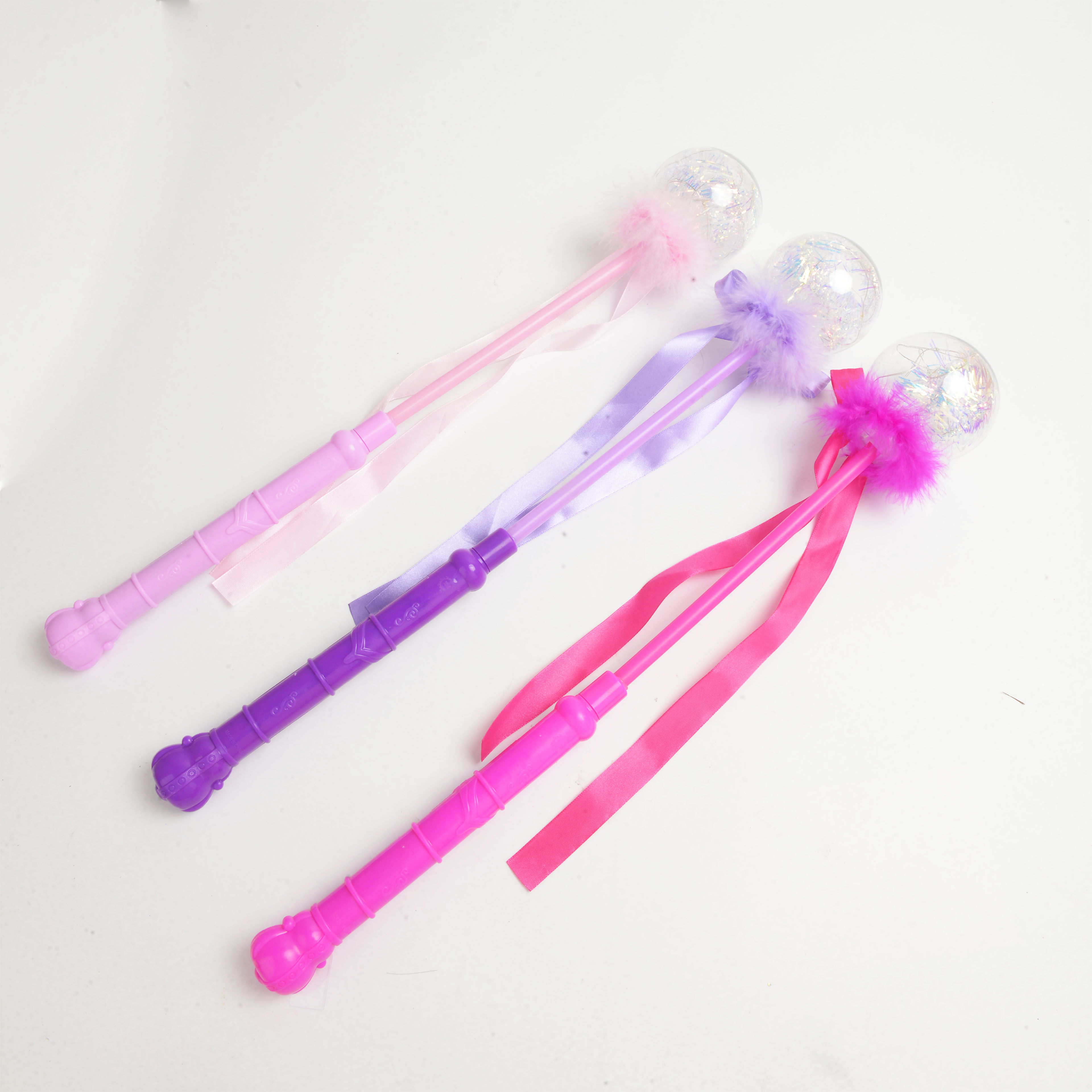 2022新款网红爆款透明球彩带羽毛蝴蝶结仙女棒儿童玩具发光电动玩具