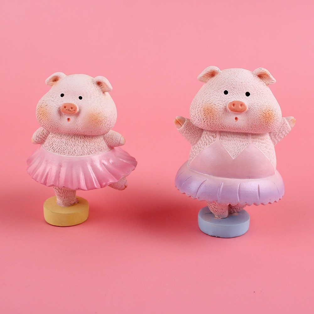 Venta caliente cerdo serie de cerdo bondadoso adorable dibujos animados cerdo resina crafts vehículo escritorio decoración pastel hornear piezas de repuesto al por mayor