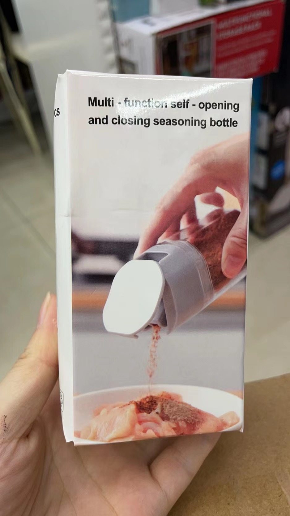 Multi-functional self-opening and closing seasoning bottle
