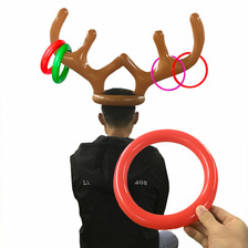创意充气鹿角鹿头套圈 玩具 圣诞派对投掷套圈游戏 圣诞帽子