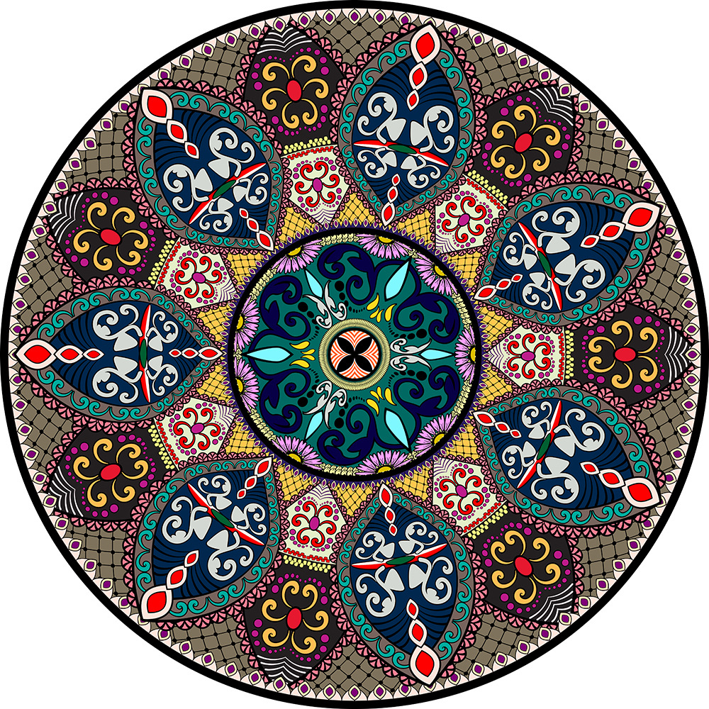 Ethnic-style fabric round carpet Specification image