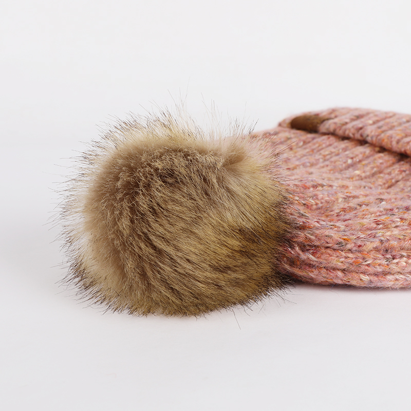 秋冬新款羊毛加绒毛球针织帽子户外保暖防寒护耳套头毛线帽详情图3