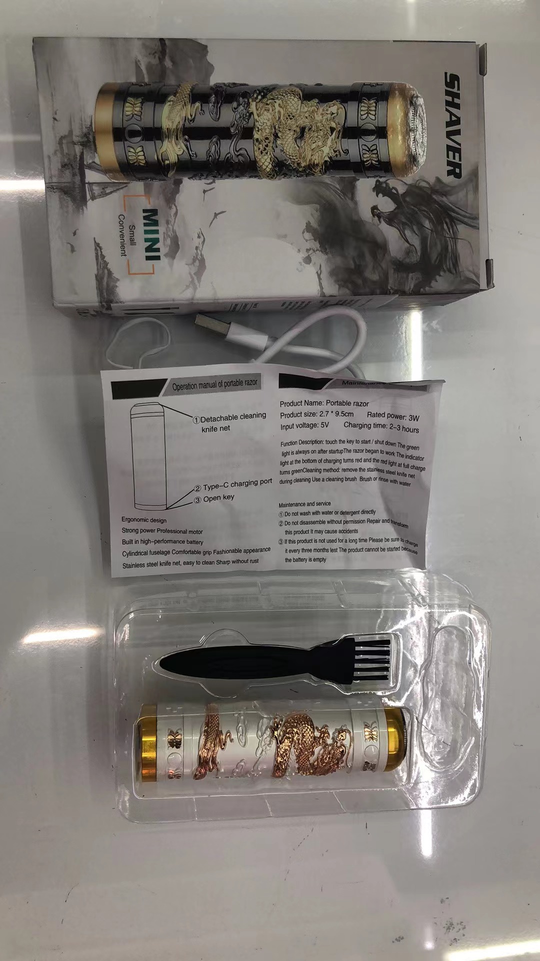 The TV hit "Buddha Head" hair clipper with dragon texture features a USB direct charge of 600 mah and a high-quality 18650 lithium battery, making it very convenient to use details Picture