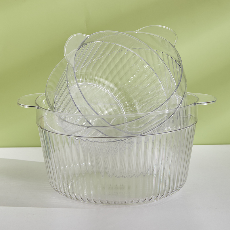 Dessert bowl, fruit plate, tea cup, large European-style transparent salad bowl, PET crystal texture, unbreakable, 22.5*19.5*14 details Picture