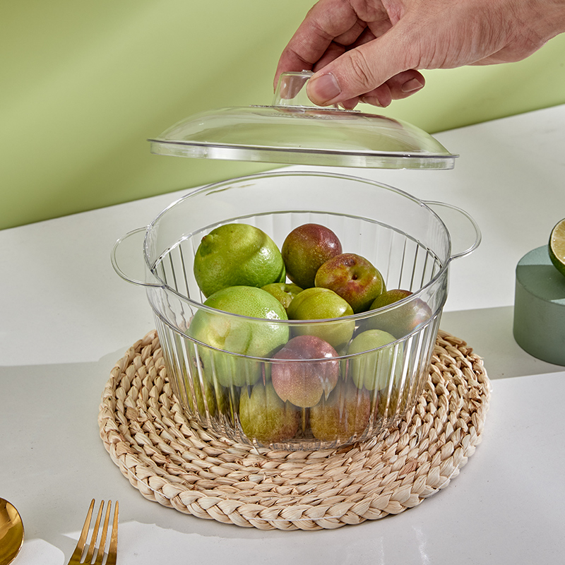Dessert bowl, fruit plate, tea cup, large European-style transparent salad bowl, PET crystal texture, unbreakable Specification image