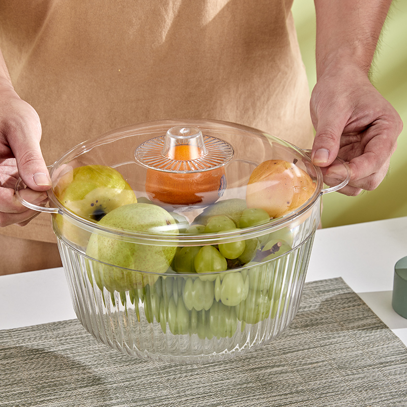 Dessert bowl, fruit plate, tea cup, large European-style transparent salad bowl, PET crystal texture, unbreakable details Picture
