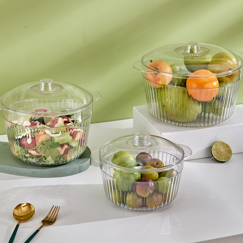Dessert bowl, fruit plate, tea cup, large European-style transparent salad bowl, PET crystal texture, unbreakable Item Picture